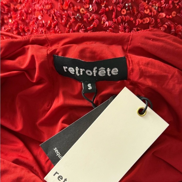 RETROFETE Cherry Crystal‎ Sequin Beaded
Draped Neck Sleeveless Open Back Dress S - Picture 6 of 8